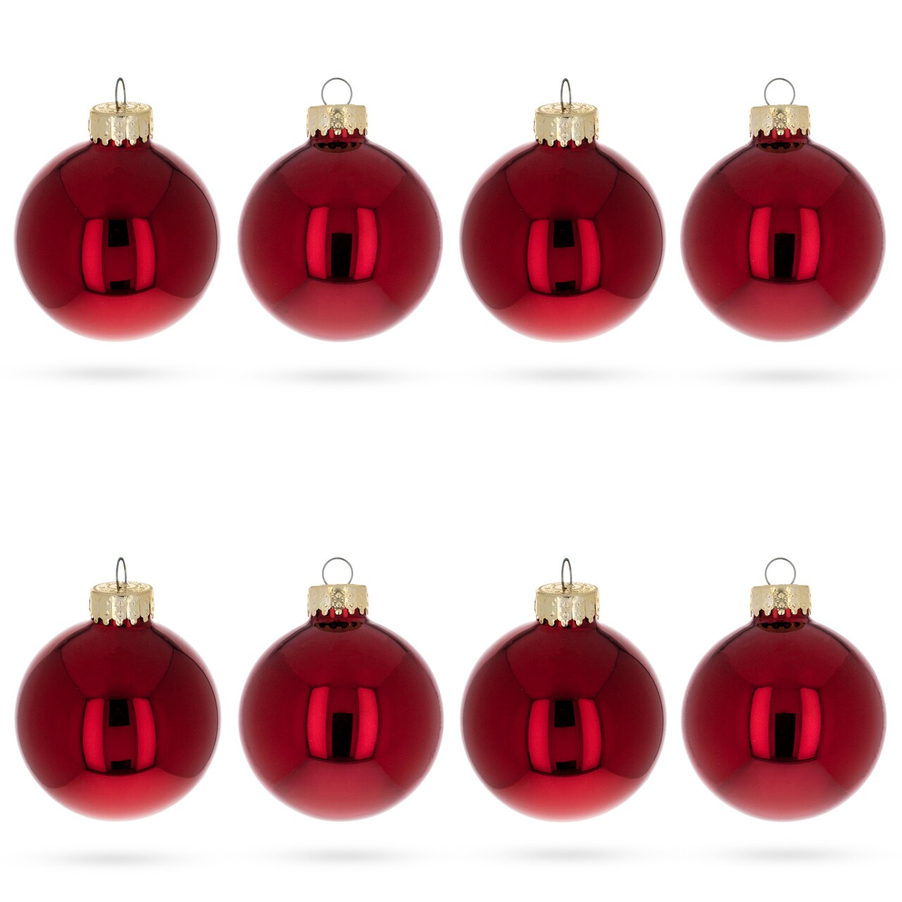 Set of 8 Shiny Red Glass Christmas Ball Ornament DIY Craft 2.6 Inches